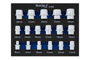 Blue Spot 17 Piece 3/8" Metric Shallow Sockets (8-24mm) (EVA Foam)