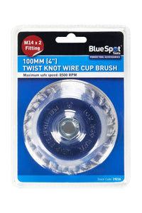 Blue Spot 100mm (4") M14 x 2 Twist Knot Wire Cup Brush