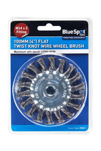Blue Spot 100mm (4") M14 x 2 Flat Twist Knot Wire Wheel Brush