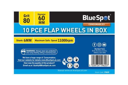 Blue Spot 10 Piece 80 Grit 60MM Spindle Flap Wheels In Box