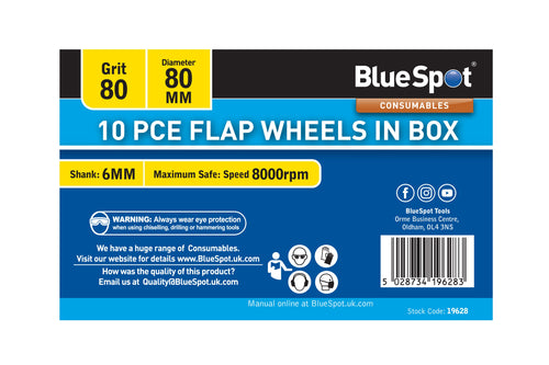Blue Spot 10 Piece 80 Grit 80MM Spindle Flap Wheels In Box