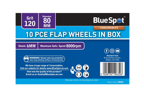 Blue Spot 10 Piece 120 Grit 80MM Spindle Flap Wheels In Box