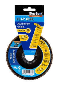 Blue Spot 115mm (4.5") 80 Grit Aluminium Oxide Flap Disc (Header Card)