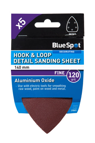 Blue Spot 140mm 5 Pack 120 Grit Detail Sanding Sheets