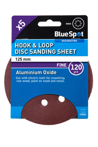 Blue Spot 125mm 5 Pack 120 Grit Sanding Disc