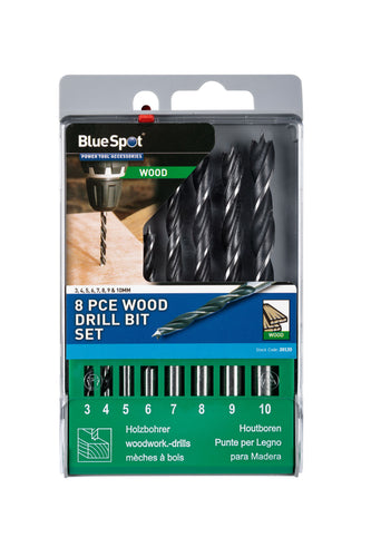 Blue Spot 8 Piece Wood Drill Bit Set (3mm - 10mm)