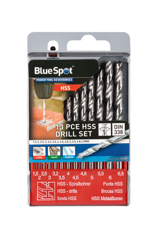 Blue Spot 13 Piece HSS Drill Set (1.5mm - 6.5mm)