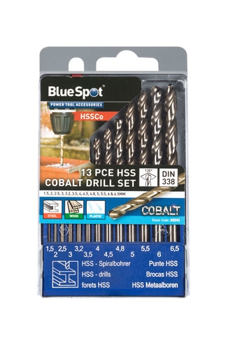 Blue Spot 13 Piece Cobalt Drills (1.5mm - 6.5mm)