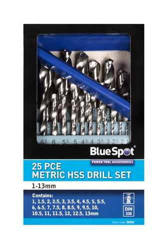 Blue Spot 25 Piece HSS Drill Set (1mm - 13mm)