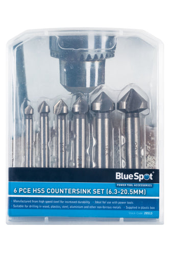 Blue Spot 6 Piece HSS Countersink Set (6.3mm - 20.5mm)