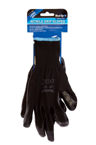 Blue Spot Nitrile Grip Gloves (Large)