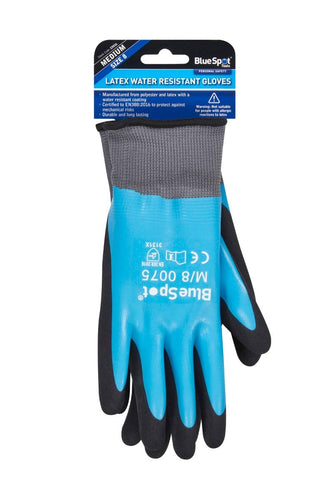 Blue Spot Latex Water Resistant Gloves (Medium)