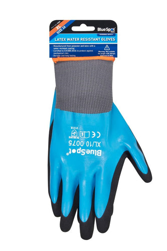 Blue Spot Latex Water Resistant Gloves (XL)