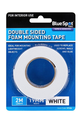 Blue Spot 19mm x 2M White Double Sided Foam Mounting Tape