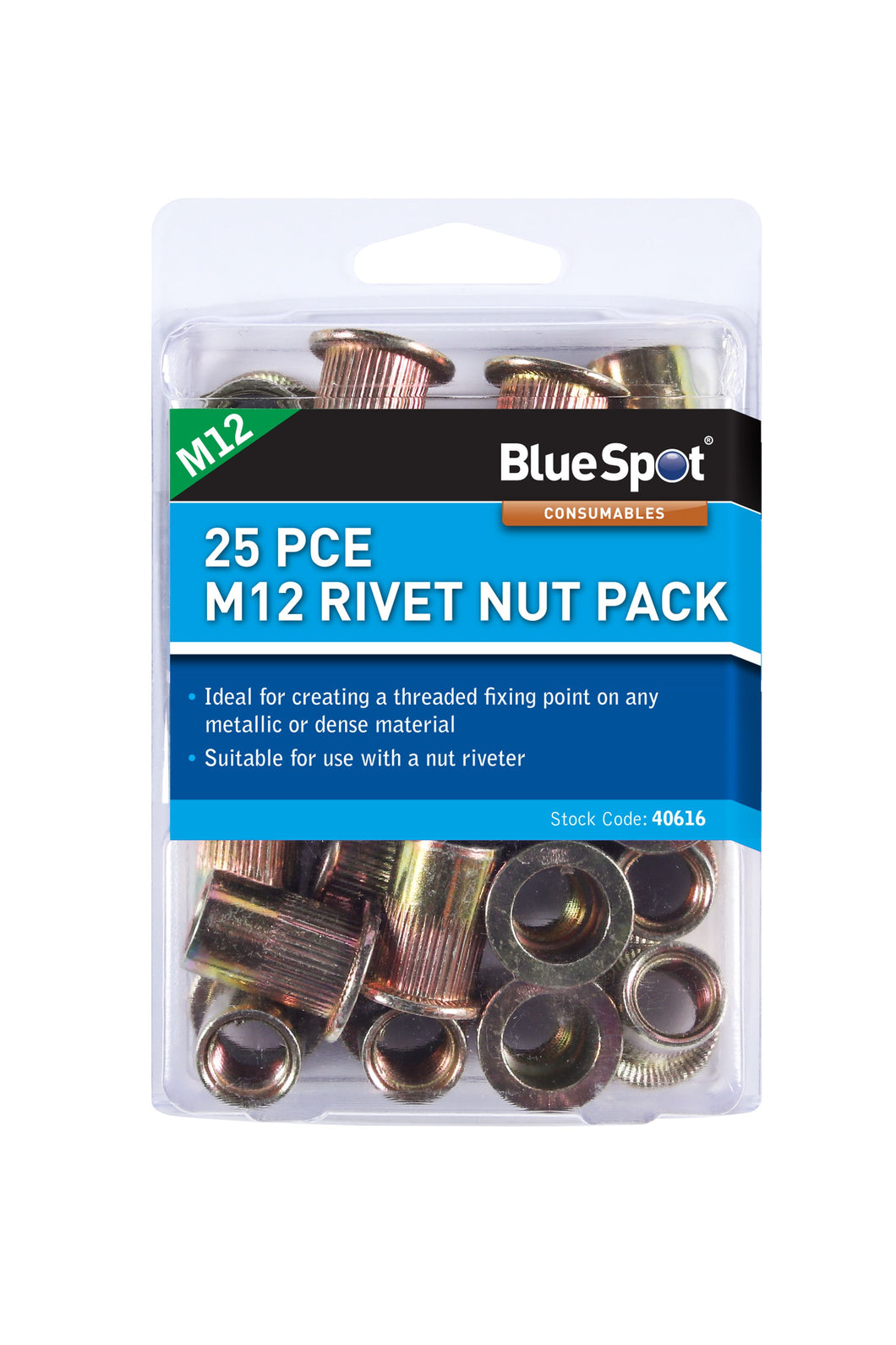 Blue Spot 25 Piece M12 Rivet Nut Pack