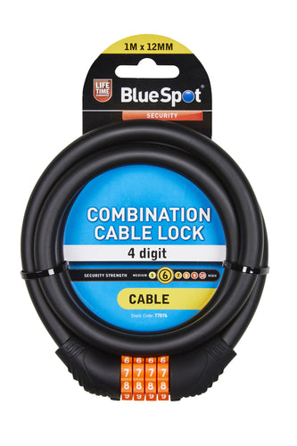 Blue Spot 1m x 12mm Combination Cable Lock