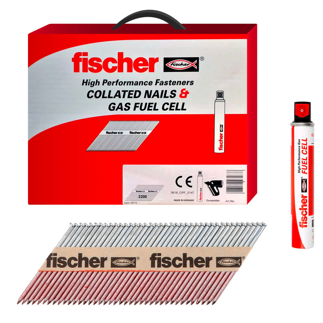 Fischer 534713 1st Fix Nail Pack 2.8x51mm Ring Nails SS04 A2 Stainless Steel (1100 nails, 1 fuel)