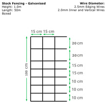 Load image into Gallery viewer, Galvanised Stock Fencing Wire 50m Roll – 0.8m / 1.0m / 1.2m Height – Strong Livestock Fence