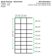 Load image into Gallery viewer, Galvanised Stock Fencing Wire 50m Roll – 0.8m / 1.0m / 1.2m Height – Strong Livestock Fence