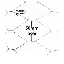 Load image into Gallery viewer, Galvanised Hexagonal Wire Mesh Roll – 25m | 50mm Hole | 0.9mm Wire | 0.9m or 1.2m Height