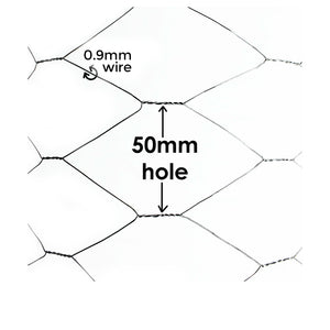 Galvanised Hexagonal Wire Mesh Roll – 25m | 50mm Hole | 0.9mm Wire | 0.9m or 1.2m Height
