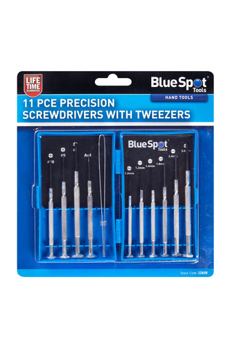 Blue Spot 11 Piece Precision Screwdrivers With Tweezers