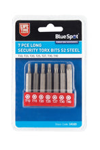 Load image into Gallery viewer, Blue Spot 7 Piece Long Security Torx Bits