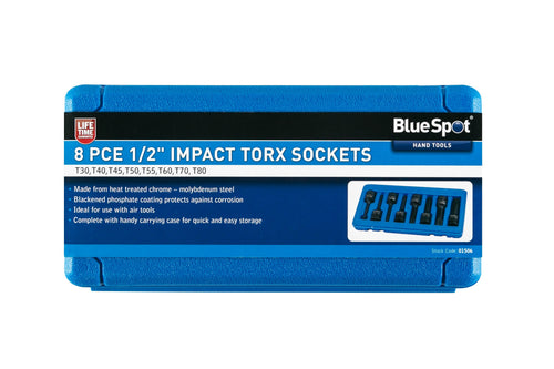 Blue Spot 8 Piece 1/2 Impact Torx Sockets (T30-T80)