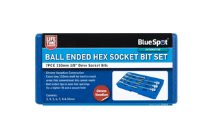 Blue Spot 7 Piece 3/8" Extra Long Ball Ended Hex Socket Bit Set (H3-H10)