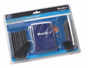 Blue Spot 25 Piece Metric and Imperial Hex Key Wrench Set With Pouch (1-10mm) (3/64-3/8")