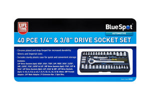 Blue Spot 40 Piece 1/4"; 3/8" Socket Set (4-13mm) (5/32-3/8)