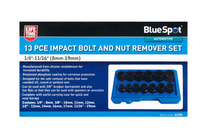 Blue Spot 13 Piece Impact Bolt And Nut Remover Set (1/4-11/16) (8mm-19mm)