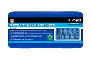 Blue Spot 9 Piece 1/2" Hex Bit Sockets (H4 - H17)