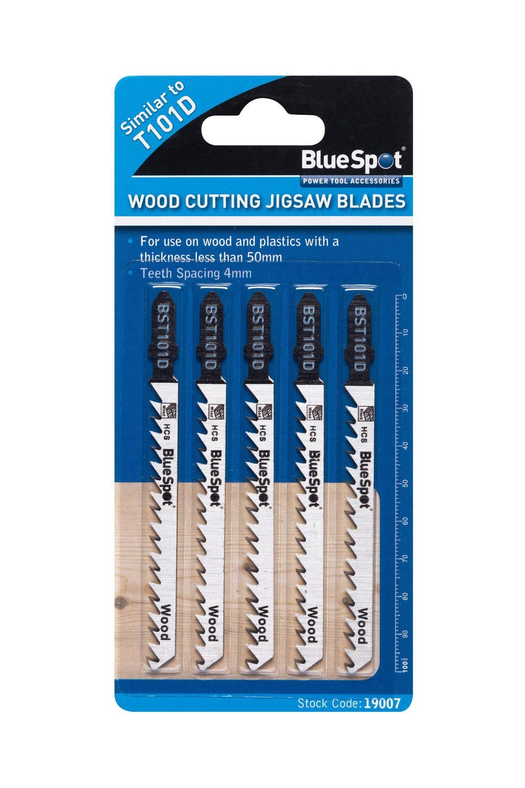 Blue Spot 5 Piece HCS Fast Cut Jigsaw Blades For Wood (6 TPI)