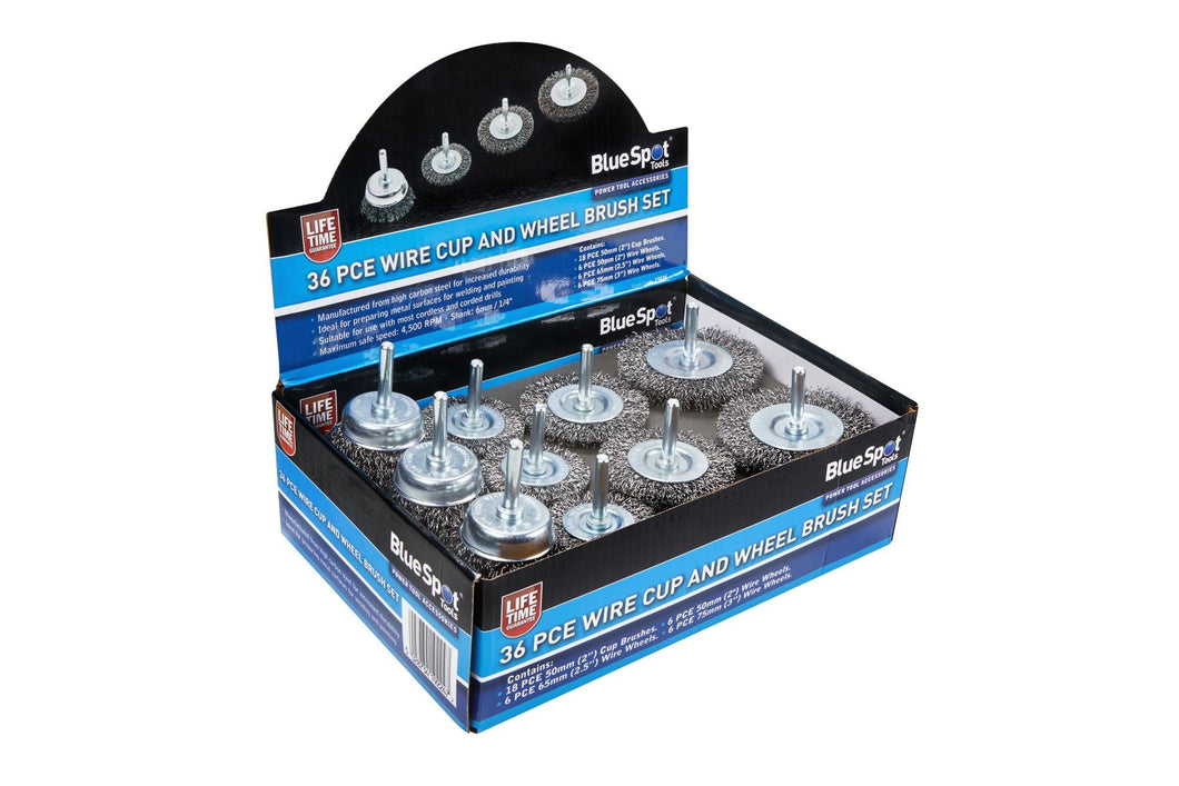 Blue Spot 36 Piece Wire Cup And Wheel Brush Set