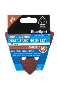 Blue Spot 93mm 5 Pack 60 Grit Delta Sanding Sheets