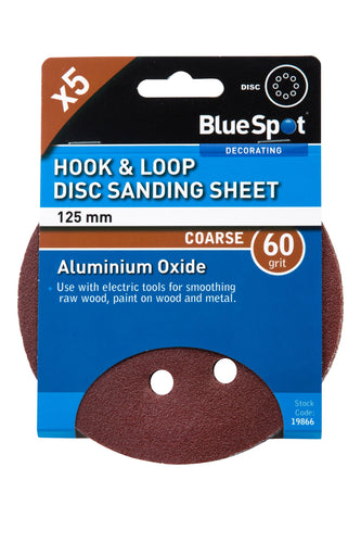 Blue Spot 125mm 5 Pack 60 Grit Sanding Disc