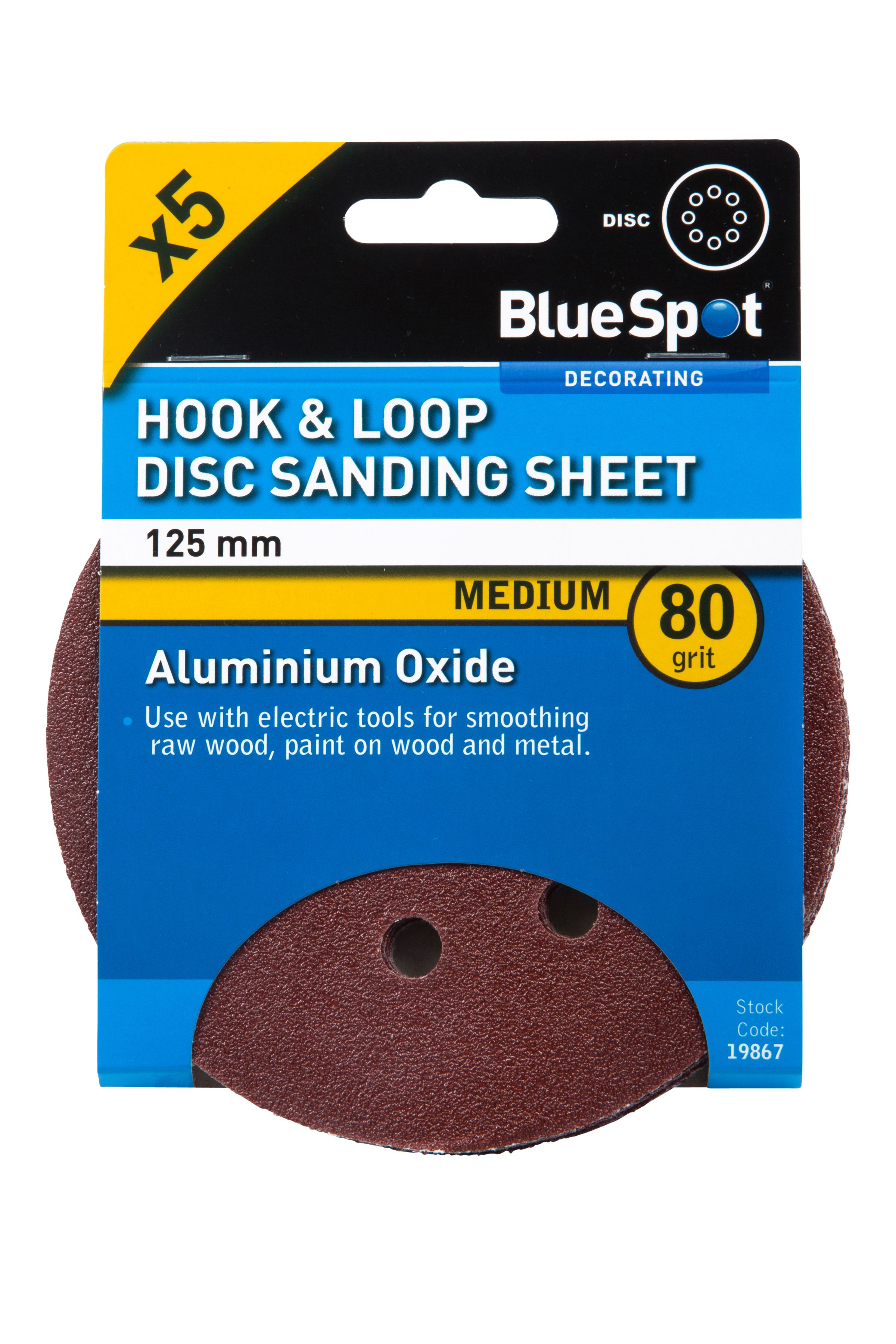 Blue Spot Tools 125mm 5 Pack 80 Grit Sanding Disc
