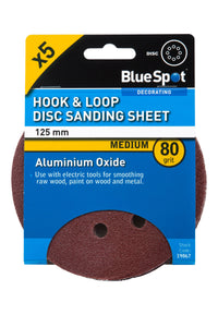 Blue Spot 125mm 5 Pack 80 Grit Sanding Disc