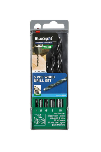 Blue Spot 5 Piece Wood Drill Set (4mm - 10mm)