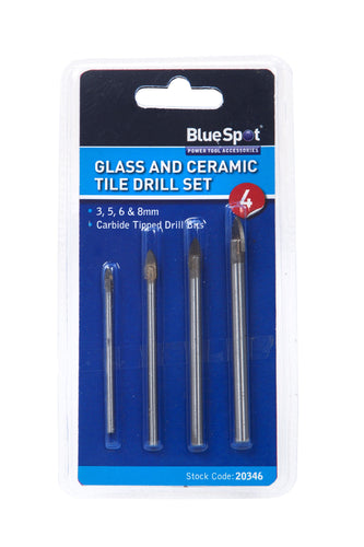 Blue Spot 4 Piece Tile And Glass Drill Set (3 - 8mm)