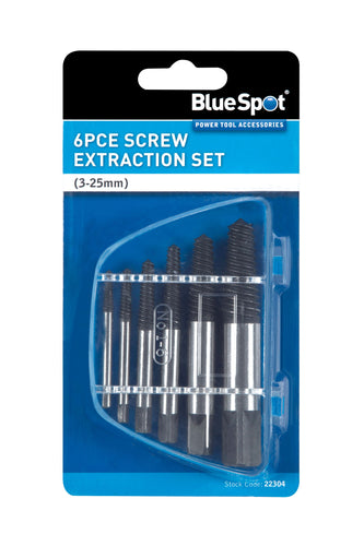 Blue Spot 6 Piece Screw Extraction Set (3-25mm)