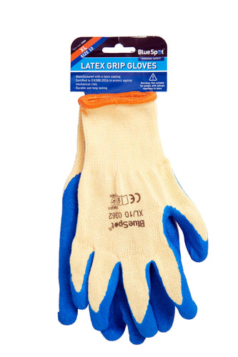 Blue Spot Latex Grip Gloves (XL)