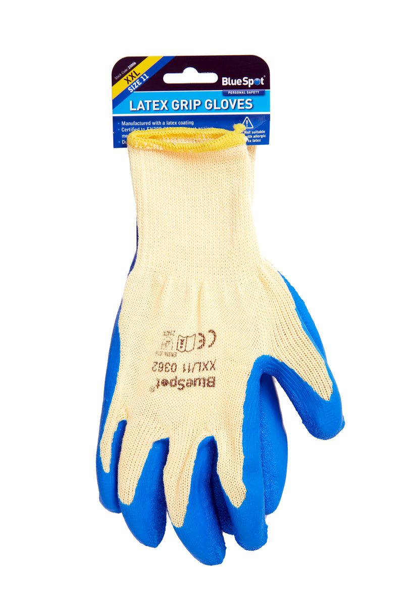 Blue Spot Latex Grip Gloves (XXL) – Just The Job Supplies Ltd