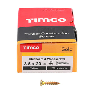 Timco 3.5mm - Woodscrews CSK - Yellow Passivated