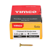 Load image into Gallery viewer, Timco 3.5mm - Woodscrews CSK - Yellow Passivated