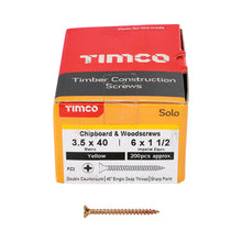 Load image into Gallery viewer, Timco 3.5mm - Woodscrews CSK - Yellow Passivated
