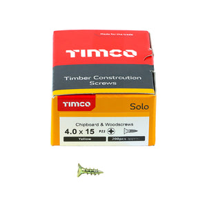Timco 4mm - Woodscrews CSK - Yellow Passivated