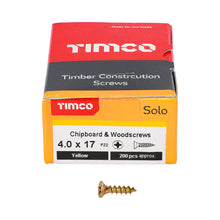 Load image into Gallery viewer, Timco 4mm - Woodscrews CSK - Yellow Passivated