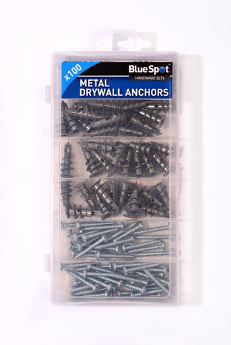 Blue Spot 100 Piece Assorted Metal Drywall Anchor And Screw Set